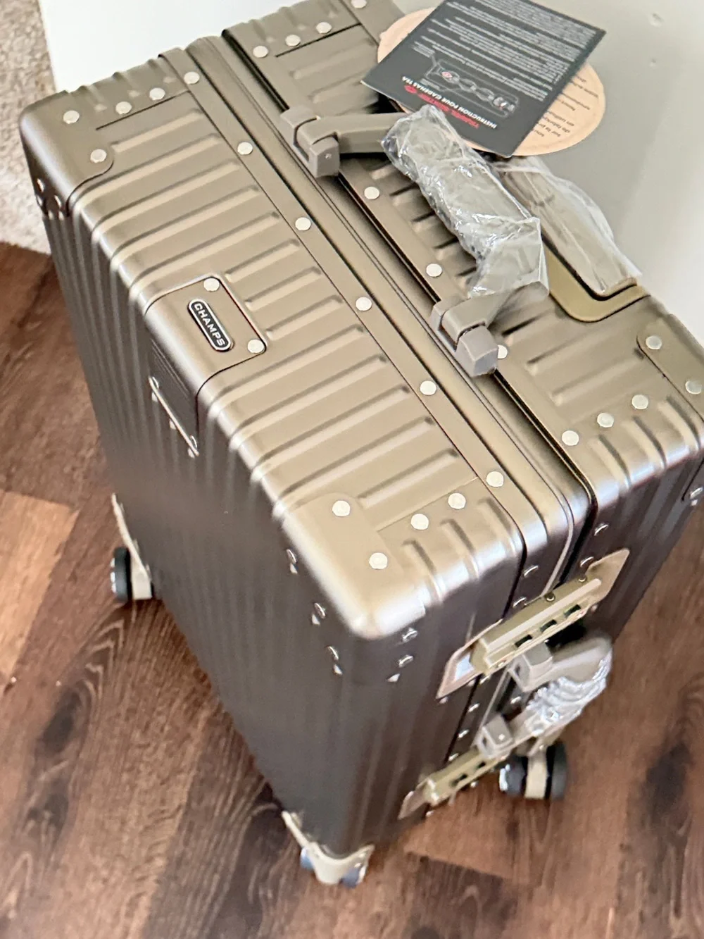 Champs 🔥Elite Hardside Carry-on Luggage Metallic Hard-Shell Spinner suitcase